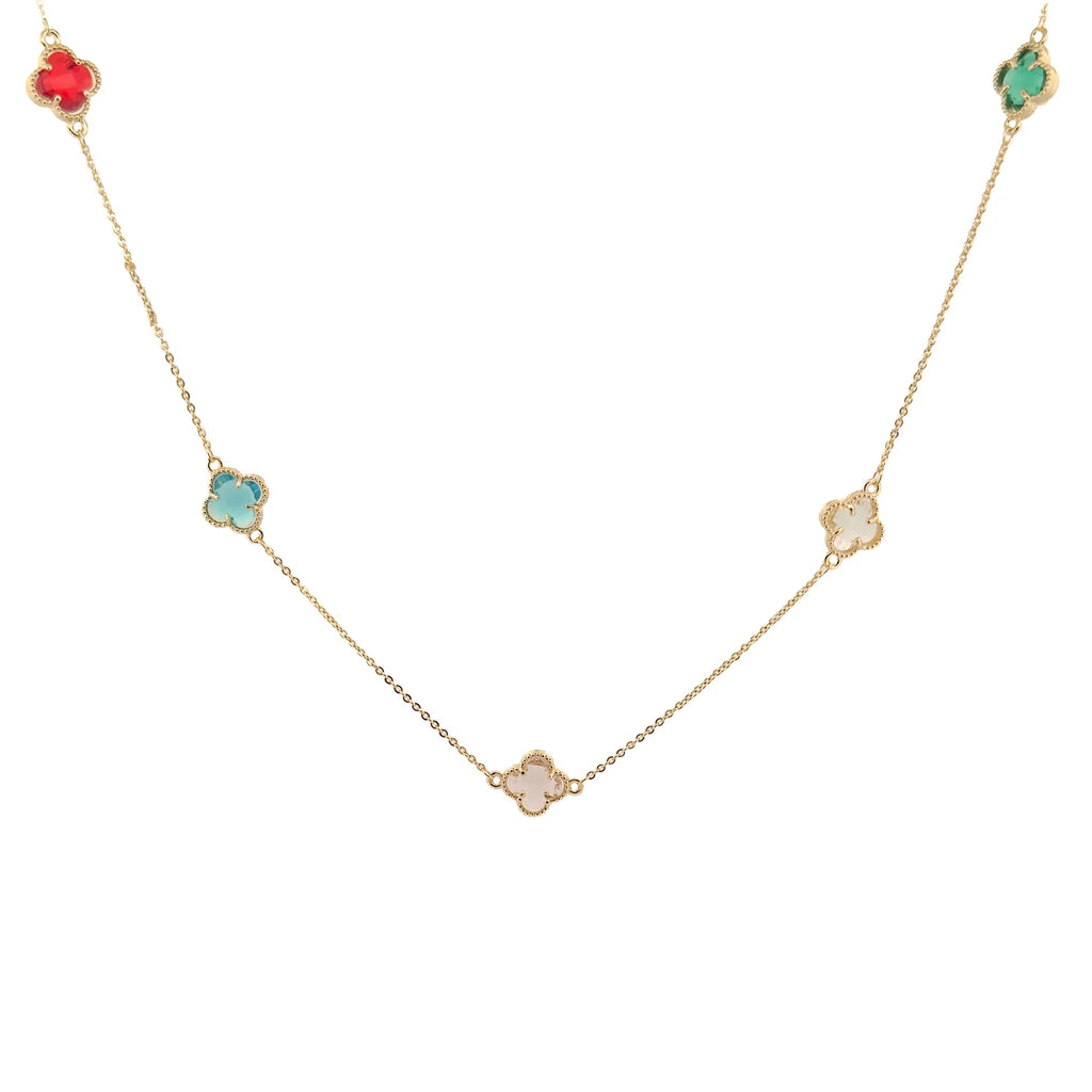 JUEGO ORO LAMINADO TREBOL DE COLORES (2 PIEZAS)