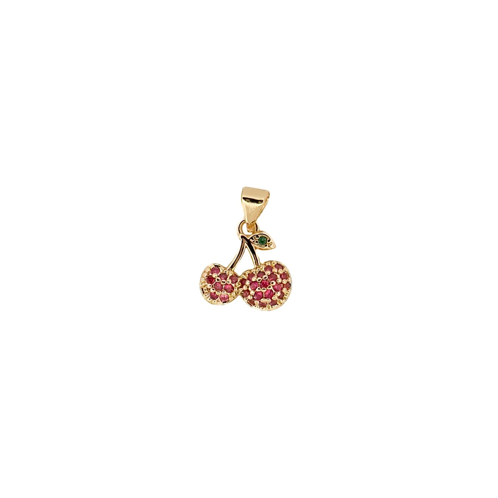 DIJE ORO LAMINADO CEREZAS PIEDRAS ROSAS