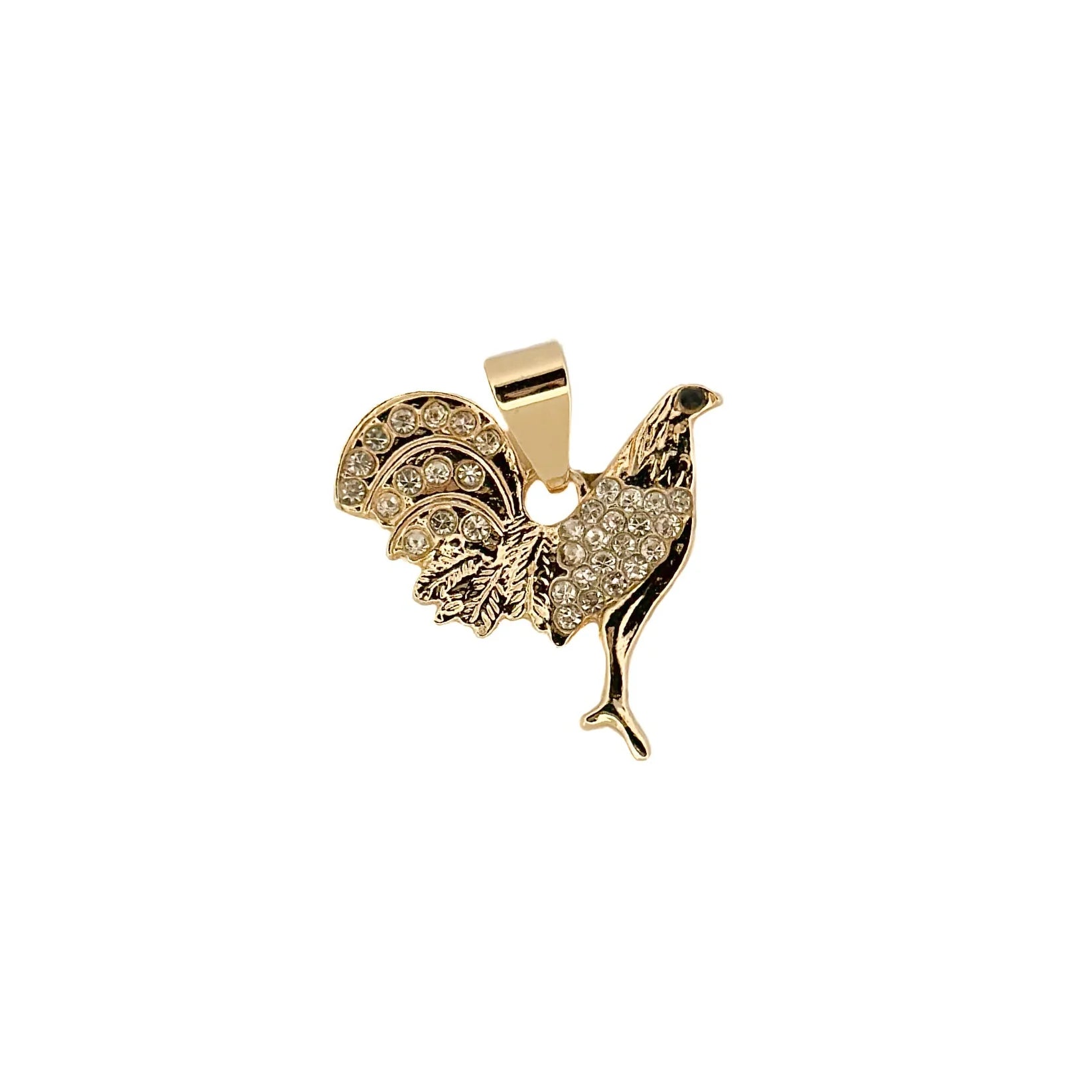 DIJE ORO LAMINADO GALLO CON PIEDRAS