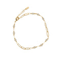 TOBILLERA ORO LAMINADO PIEDRAS BLANCAS CON RECTANGULOS